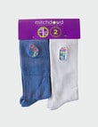 Mitch Dowd Flamingo Rib Bamboo Crew Socks, 2-Pack, Blue & White product photo View 02 S