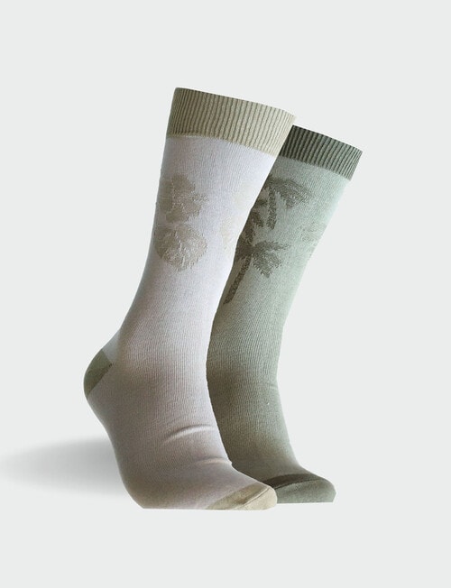 Mitch Dowd Stripe Palm Bamboo Crew Socks, 2-Pack, Green & Beige product photo