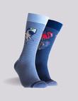 Mitch Dowd Stripe Flamingo Bamboo Crew Socks, 2-Pack, Blue product photo