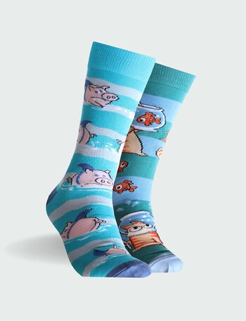 Mitch Dowd Pig Cat Bamboo Crew Sock, 2-Pack, Assorted product photo