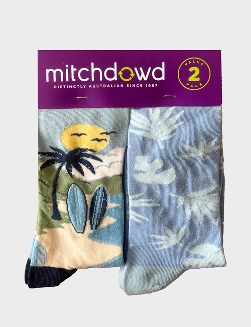 Mitch Dowd Surfboard Cotton Crew Socks, 2-Pack, Blue product photo View 03 L