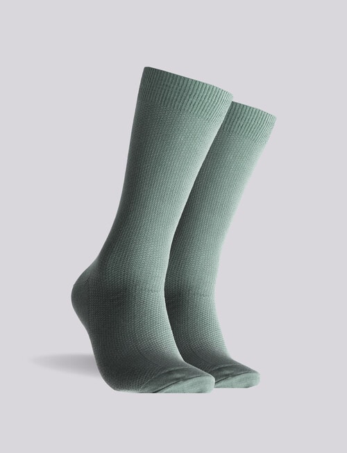 Mitch Dowd Textured Waffle Cotton Crew Socks, 2-Pack, Blue & Green product photo View 02 L