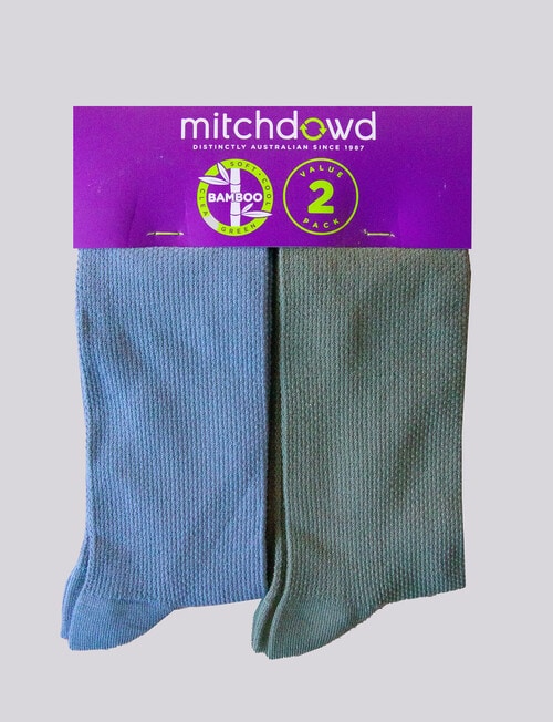 Mitch Dowd Textured Waffle Cotton Crew Socks, 2-Pack, Blue & Green product photo View 03 L