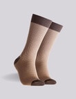 Mitch Dowd Textured Diamond Cotton Crew Socks, 2-Pack, Beige & Brown product photo