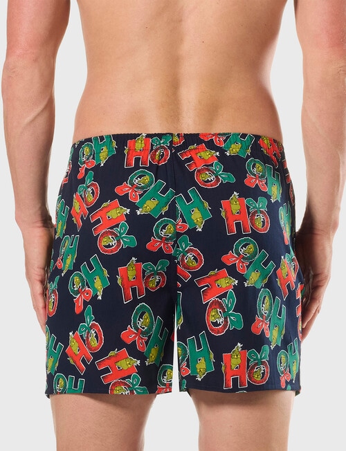 Licensed Grinch XmasWoven Boxer, Ho Ho Ho, Black product photo View 02 L