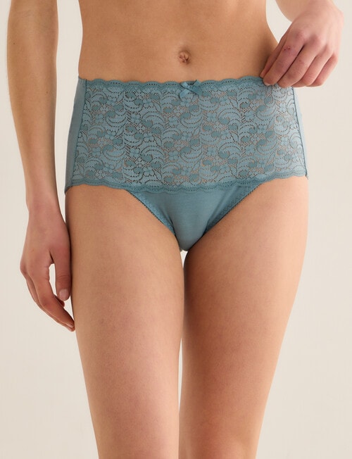 Lyric Cotton & Lace Top Full Brief, Dark Sage product photo