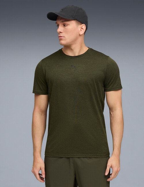 Puma Essentials TAD Heather Cat Tee, Dark Olive Heather product photo View 03 L