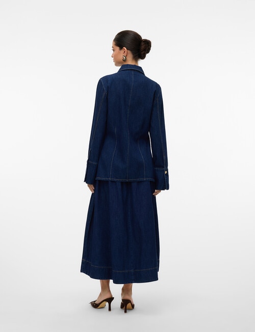 Vero Moda Maiken 7/8 Denim Midi Skirt, Dark Blue product photo View 02 L