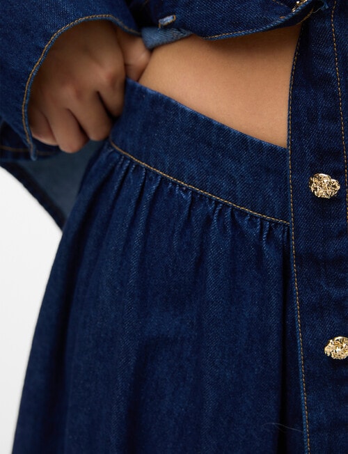Vero Moda Maiken 7/8 Denim Midi Skirt, Dark Blue product photo View 05 L