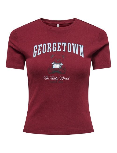 ONLY Kira O-Neck Tee, Georgetown Burgundy product photo