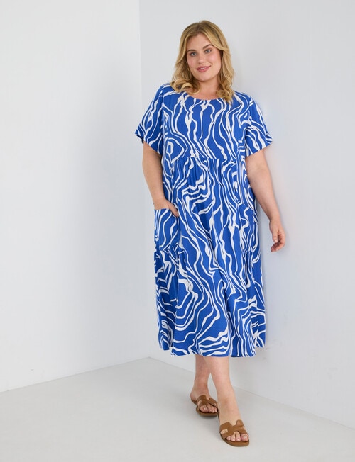 Studio Curve Oversize Pocket Dress, Blue Swirl product photo View 05 L