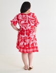 Studio Curve Bold Floral Button Back Dress, Pink & Red product photo View 02 S