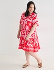 Studio Curve Bold Floral Button Back Dress, Pink & Red product photo View 03 S