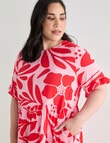Studio Curve Bold Floral Button Back Dress, Pink & Red product photo View 04 S