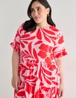 Studio Curve Bold Floral Button Back Dress, Pink & Red product photo View 05 S