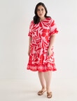 Studio Curve Bold Floral Button Back Dress, Pink & Red product photo View 06 S