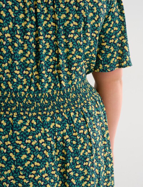 Studio Curve Ditsy Lemon Print Tea Dress, Navy product photo View 05 L