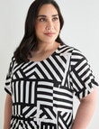 Studio Curve Abstract Stripe Oversize Pocket Dress, Black product photo View 06 S