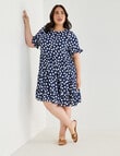 Studio Curve Spot Button Back Dress, Navy product photo