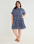 Studio Curve Spot Button Back Dress, Navy product photo View 03 S