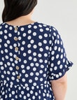 Studio Curve Spot Button Back Dress, Navy product photo View 05 S