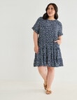 Studio Curve Ditsy Floral Button Back Dress, Navy product photo
