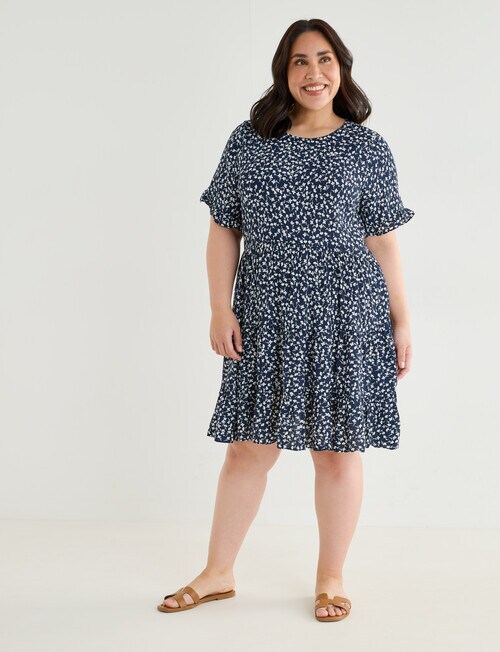 Studio Curve Ditsy Floral Button Back Dress, Navy product photo View 03 L
