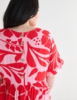 Studio Curve Bold Floral Button Back Dress, Pink & Red product photo View 07 S