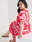 Studio Curve Bold Floral Button Back Dress, Pink & Red product photo View 08 S