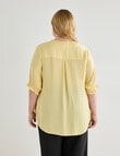 Studio Curve Hammered Satin Frill Cuff Top, Lemon product photo View 02 S