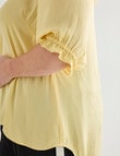 Studio Curve Hammered Satin Frill Cuff Top, Lemon product photo View 04 S
