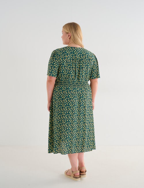 Studio Curve Ditsy Lemon Print Tea Dress, Navy product photo View 02 L