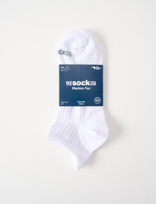 NZ Sock Co. Merino Tec Anklet Socks, White product photo