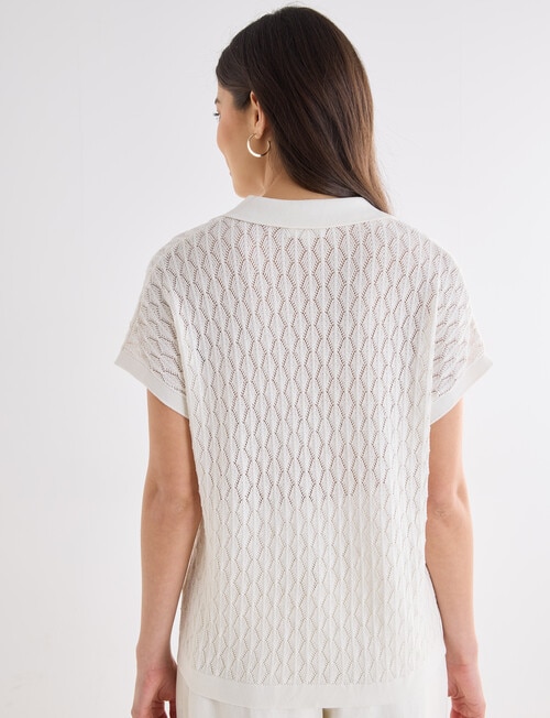 Whistle Short Sleeve Knitted Polo Shirt, Ivory product photo View 02 L