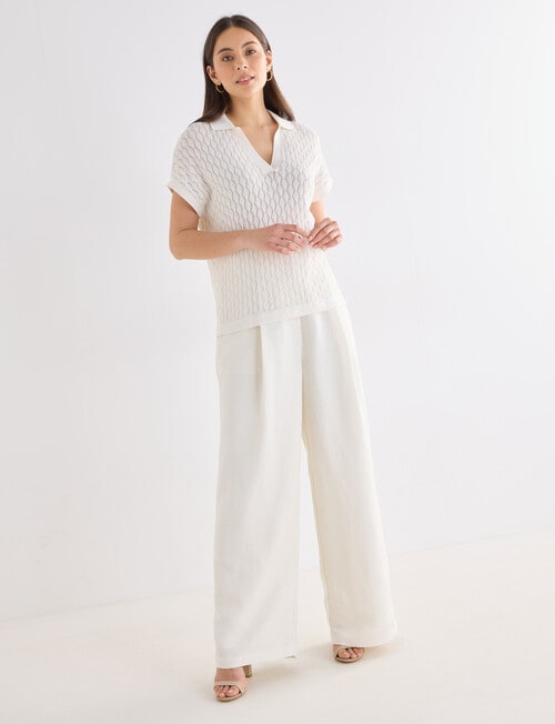 Whistle Short Sleeve Knitted Polo Shirt, Ivory product photo View 03 L