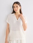Whistle Short Sleeve Knitted Polo Shirt, Ivory product photo View 05 S