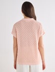 Whistle Short Sleeve Knitted Polo Shirt, Peach product photo View 02 S