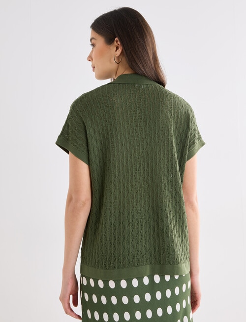 Whistle Short Sleeve Knitted Polo Shirt, Green product photo View 02 L