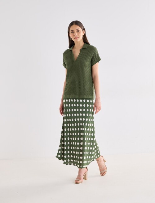 Whistle Short Sleeve Knitted Polo Shirt, Green product photo View 03 L