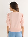 Whistle Puff Sleeve Cardigan, Peach product photo View 02 S