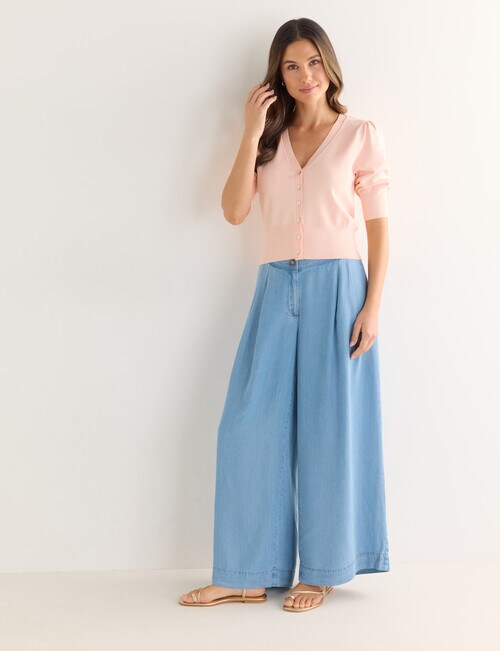 Whistle Puff Sleeve Cardigan, Peach product photo View 03 L