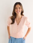 Whistle Puff Sleeve Cardigan, Peach product photo View 04 S