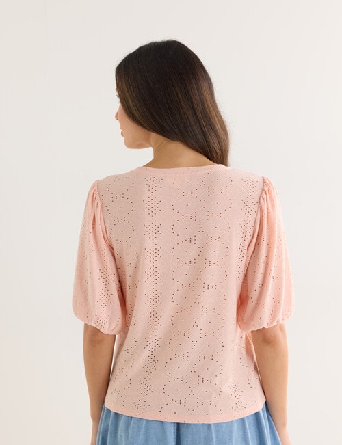 Whistle Broderie Knit Tee, Peach product photo View 02 L