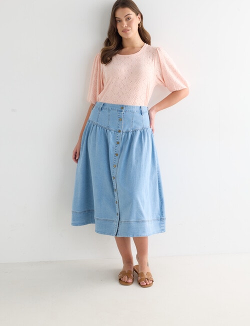 Whistle Broderie Knit Tee, Peach product photo View 13 L