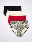 Lyric Zebra Full Briefs, 4-Pack, Black, Cream & Red product photo