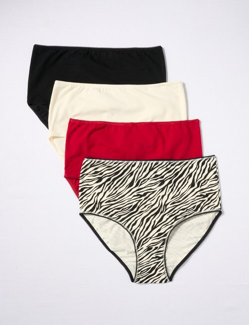 Lyric Zebra Full Briefs, 4-Pack, Black, Cream & Red product photo