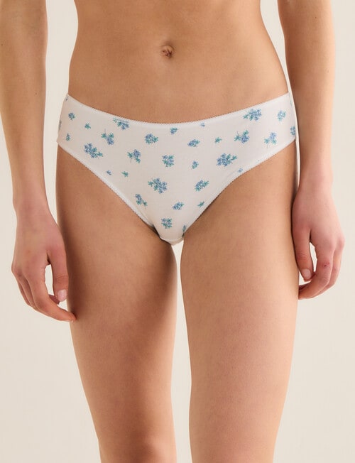 Lyric Floral Blue Bikini Briefs, 4-Pack, Blue & White product photo View 02 L
