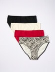 Lyric Zebra Hi Cut Briefs, 4-Pack, Black, Cream & Red product photo