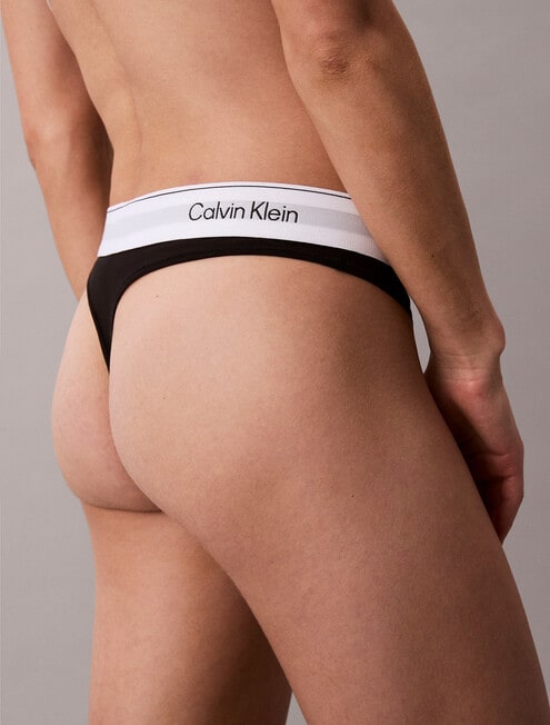 Calvin Klein Icon Cotton Modal Thong, Black product photo View 03 L