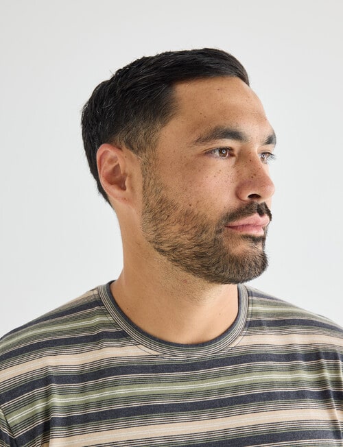 Kauri Trail Stripe T-Shirt, Tan product photo View 04 L